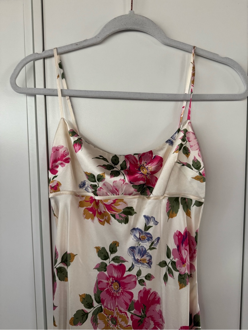 Reformation Kailyn Floral Silk Slip Maxi Dress in Cream and Pink - Picture 4 of 6